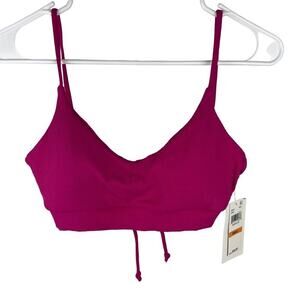 Becca By Rebecca Virtue Fine Line Ribbed Scoop Neck Bikini Top Pink Small